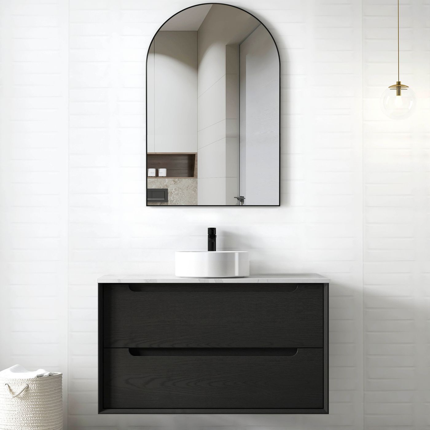 Otti Byron Wall Hung Vanity | Black Oak