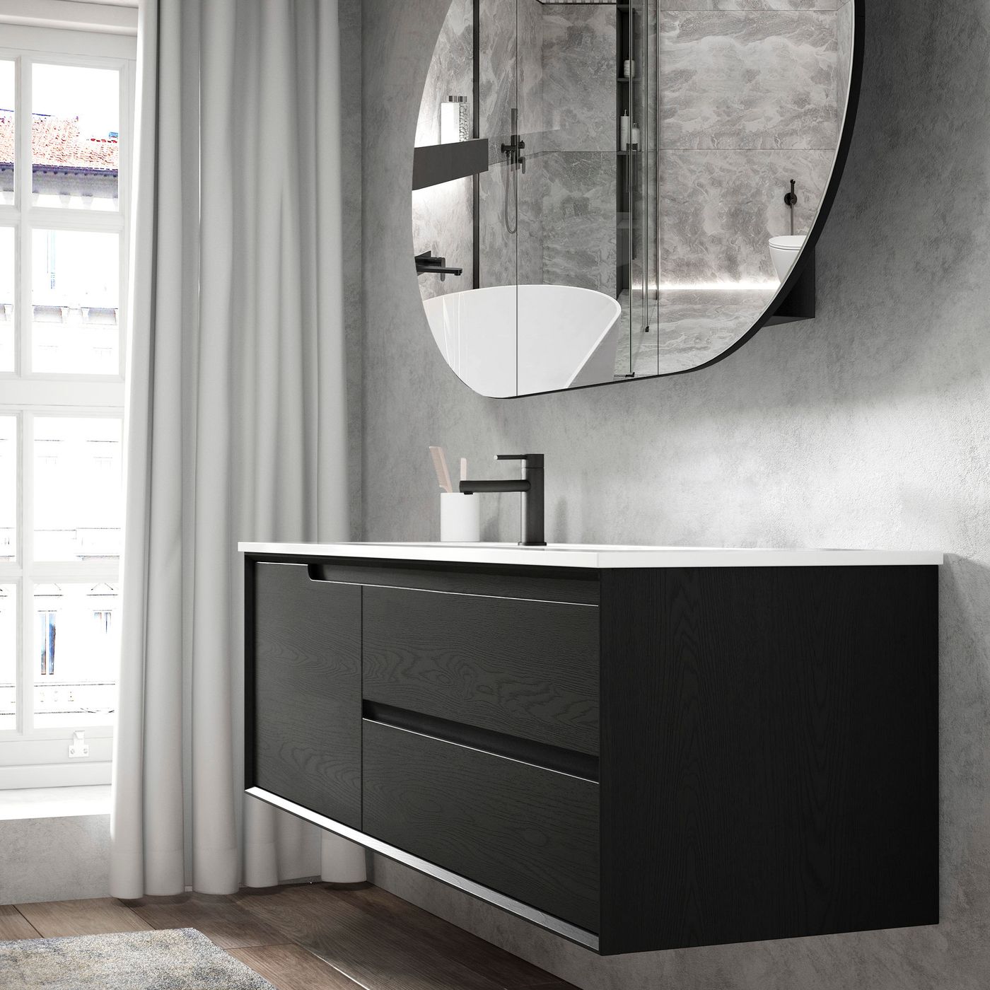 Otti Byron Wall Hung Vanity | Black Oak