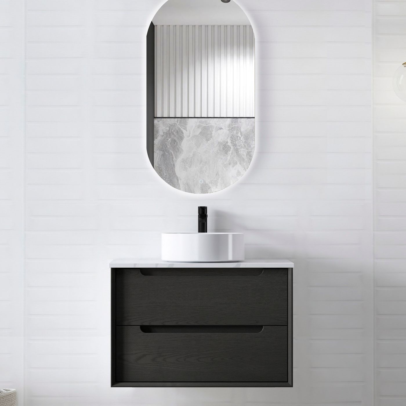 Otti Byron Wall Hung Vanity | Black Oak