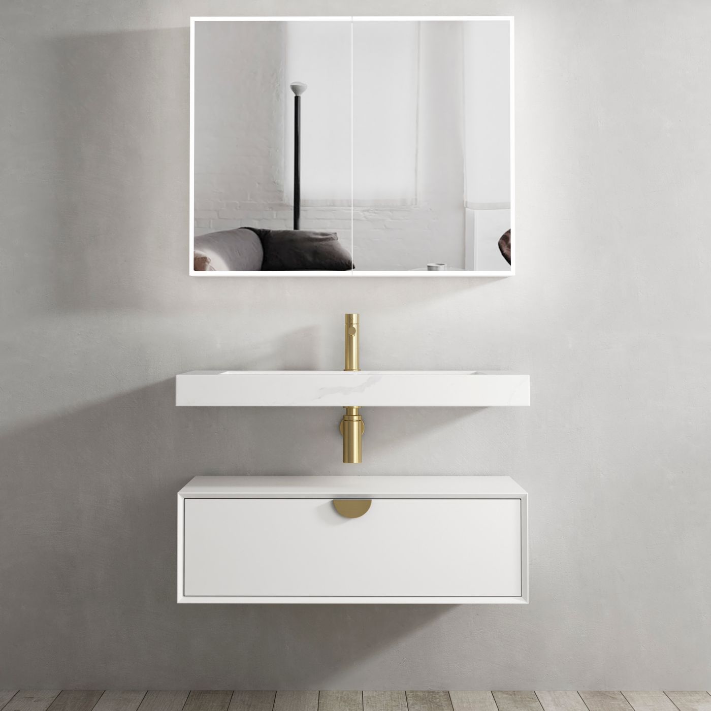 Otti Moonlight Wall Hung Vanity Cabinet | Matte White