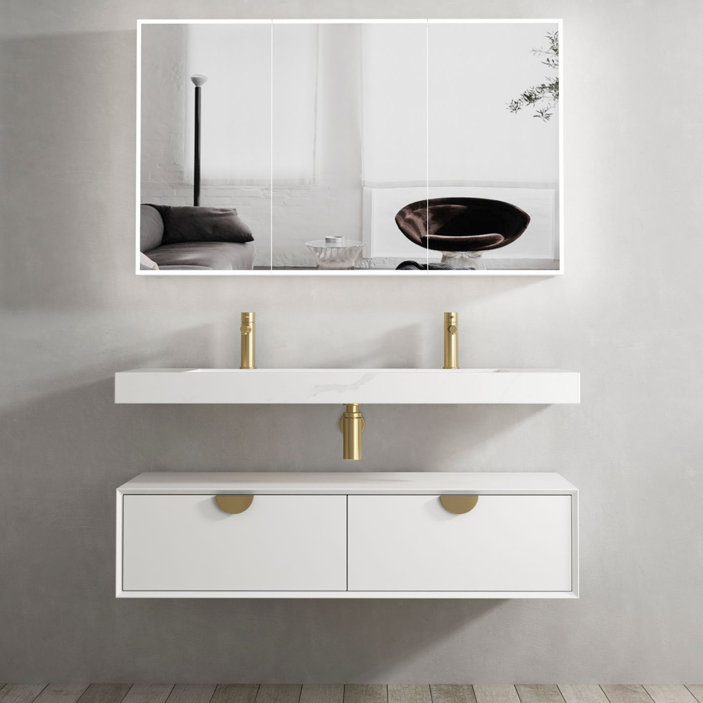 Otti Moonlight Wall Hung Vanity Cabinet | Matte White