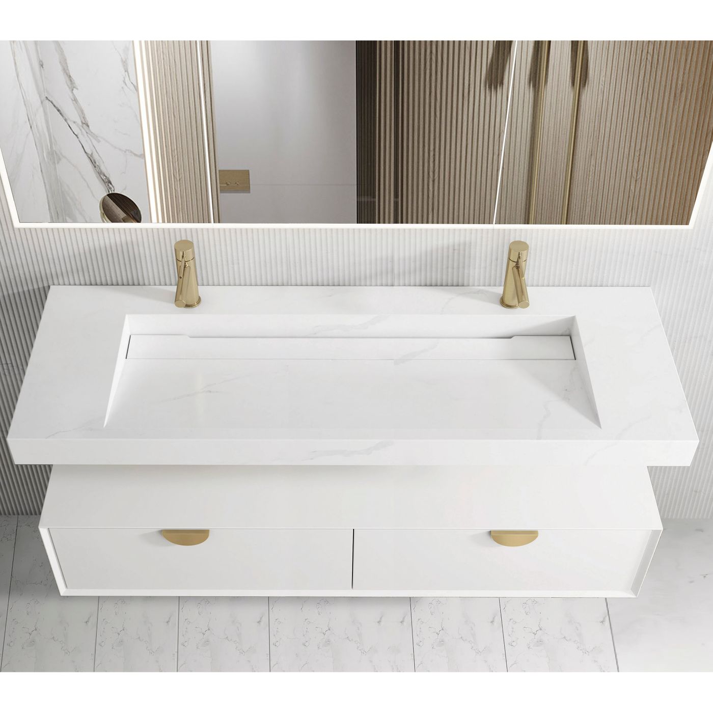 Otti Moonlight Wall Hung Vanity Cabinet | Matte White