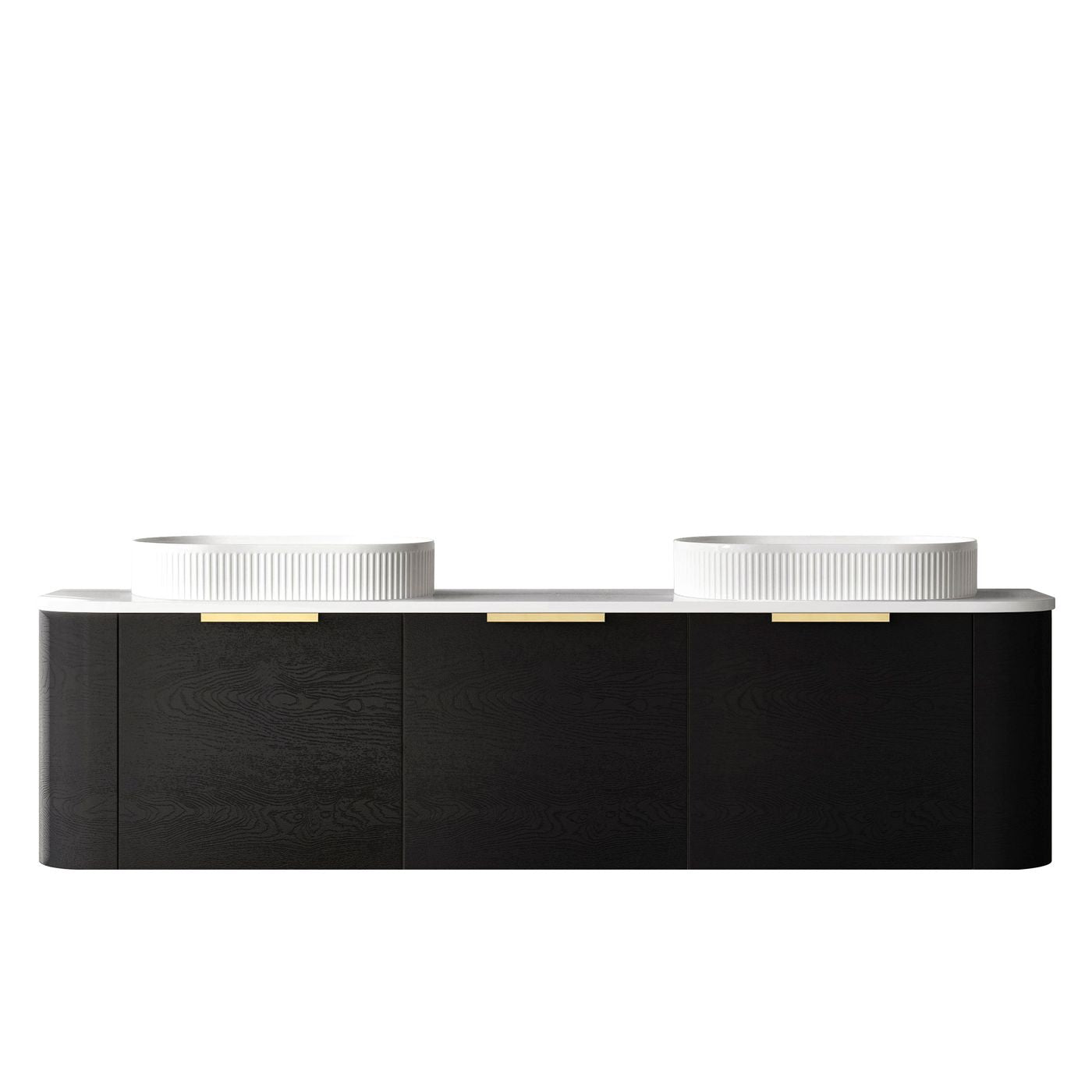 Otti Bondi Wall Hung Curve Vanity | Natural Oak & Black Oak