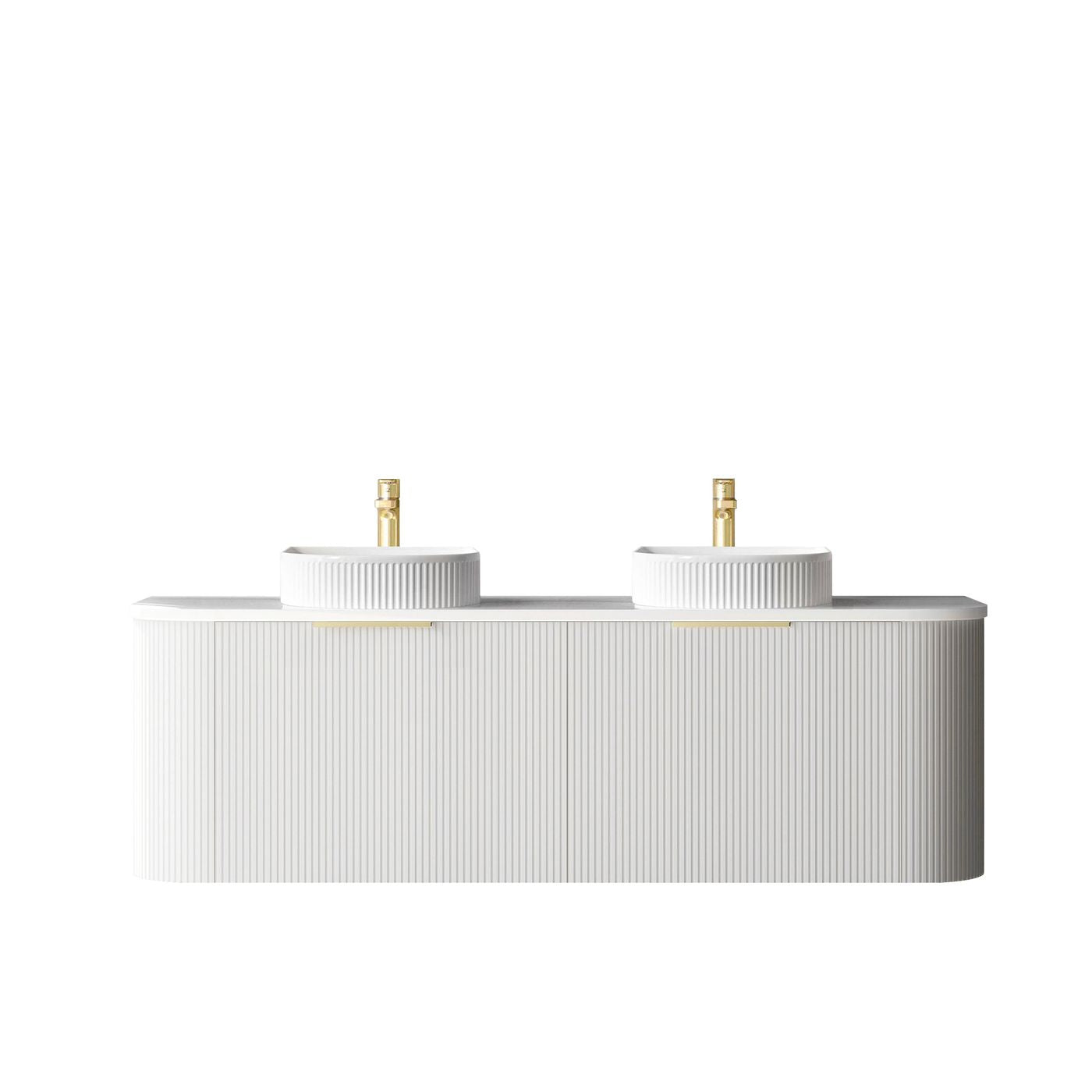 Otti Bondi Fluted Wall Hung Vanity | Satin White & Woodland Oak