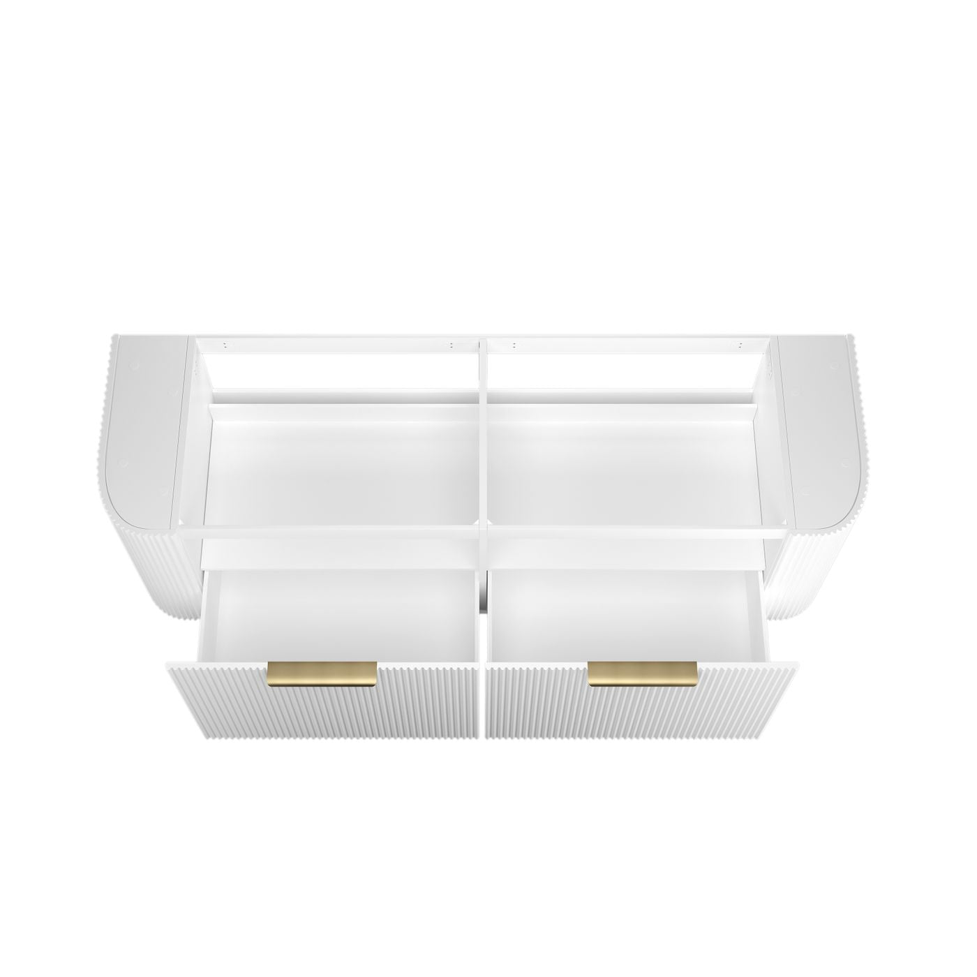 Otti Bondi Fluted Wall Hung Vanity | Satin White & Woodland Oak