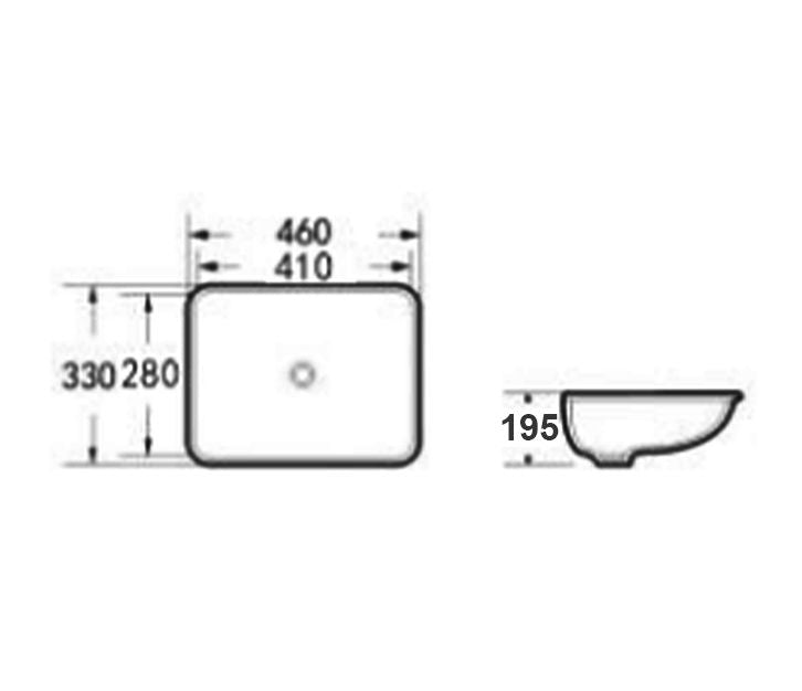 Otti Undermount Square Basin | 460x330mm