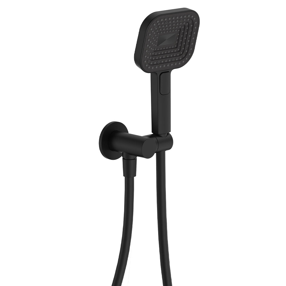 Fienza Kuro Hand Shower, Round Plate, Soft Square Head, Matte Black