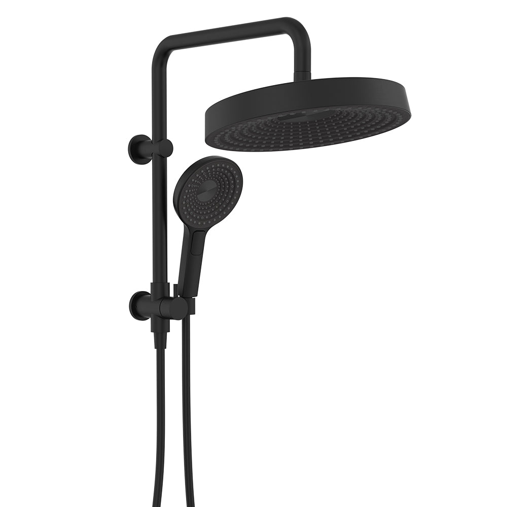 Fienza Kuro Twin Half-Rail Shower, Round Head, Matte Black