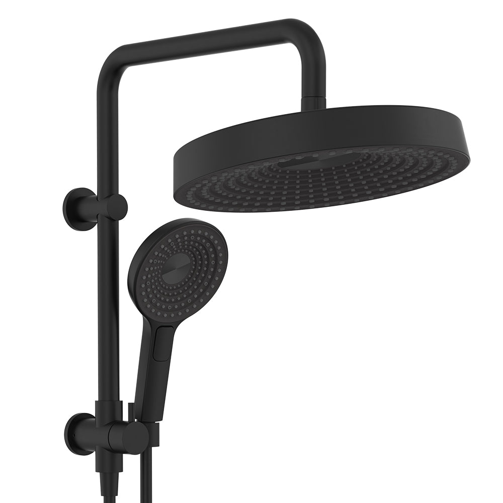 Fienza Kuro Twin Half-Rail Shower, Round Head, Matte Black