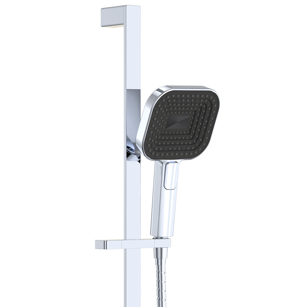 Fienza Kuro Rail Shower Soft Square Head, Chrome