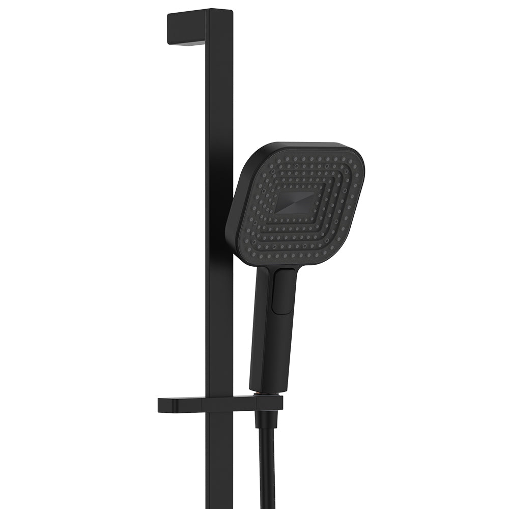 Fienza Kuro Rail Shower Soft Square Head, Matte Black