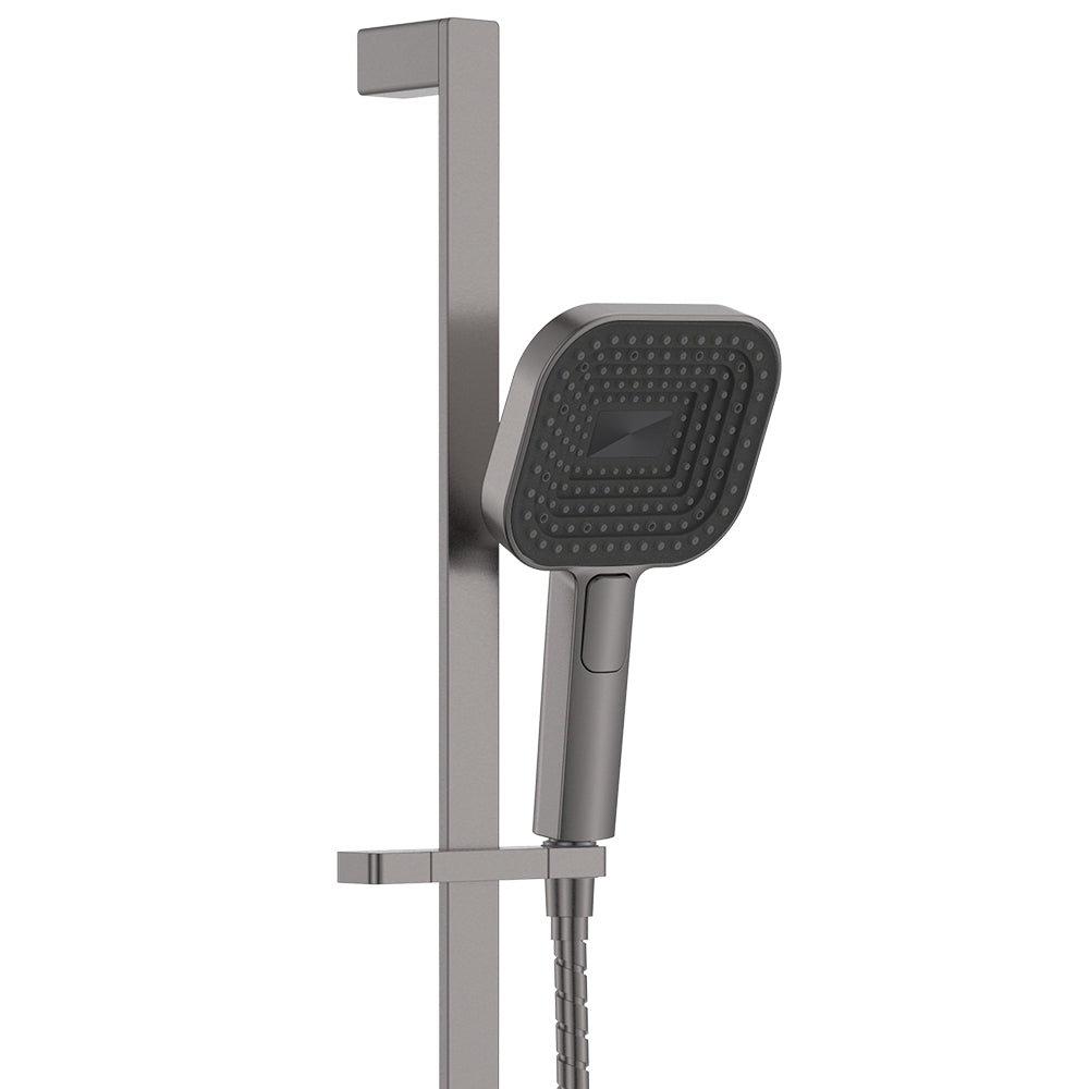 Fienza Kuro Rail Shower Soft Square Head, Gun Metal