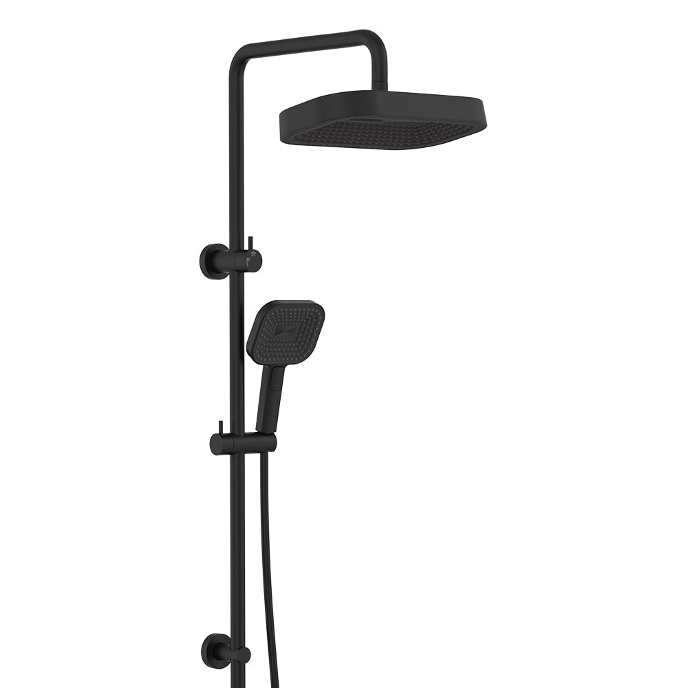 Fienza Kuro Twin Shower, Soft Square Head, Matte Black