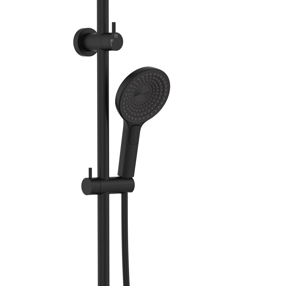 Fienza Kuro Twin Shower, Round Head, Matte Black