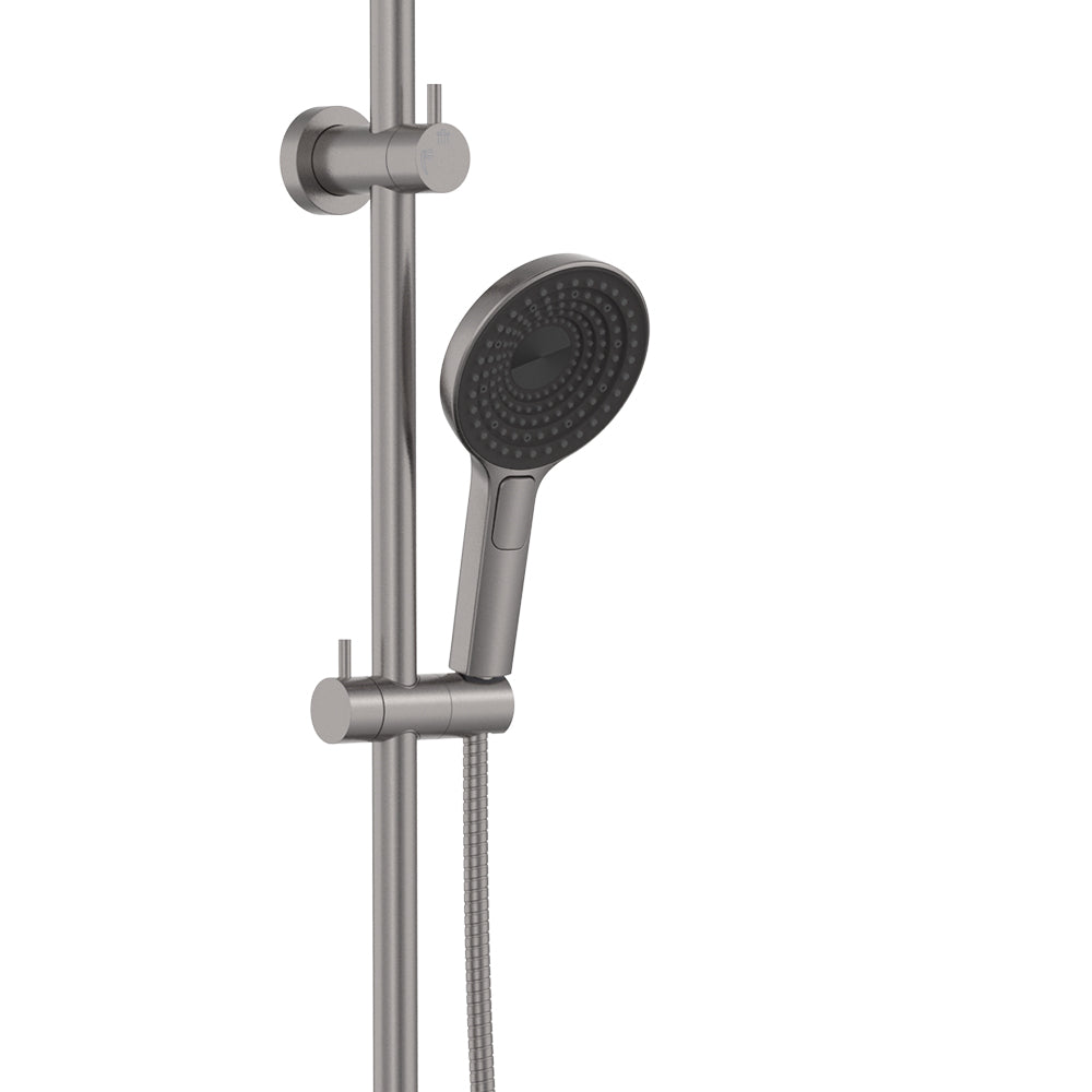 Fienza Kuro Twin Shower, Round Head, Gun Metal