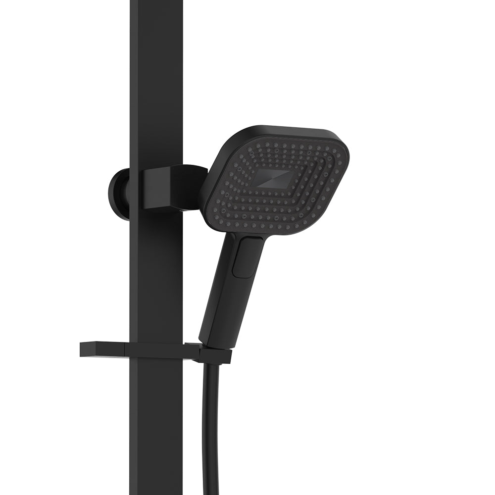 Fienza Kuro Deluxe Twin Shower Soft Square Head, Matte Black