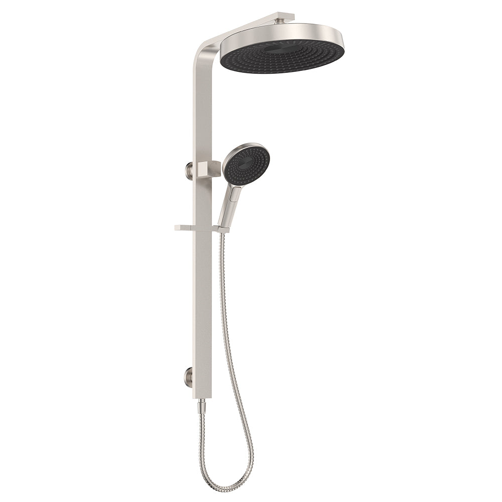 Fienza Kuro Deluxe Twin Shower Round Head, Brushed Nickel