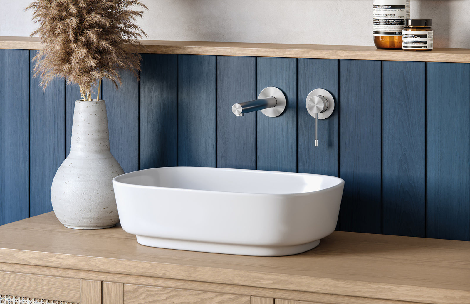 Phoenix Vivid Slimline SS 316 Wall Basin / Bath Mixer Set 180mm