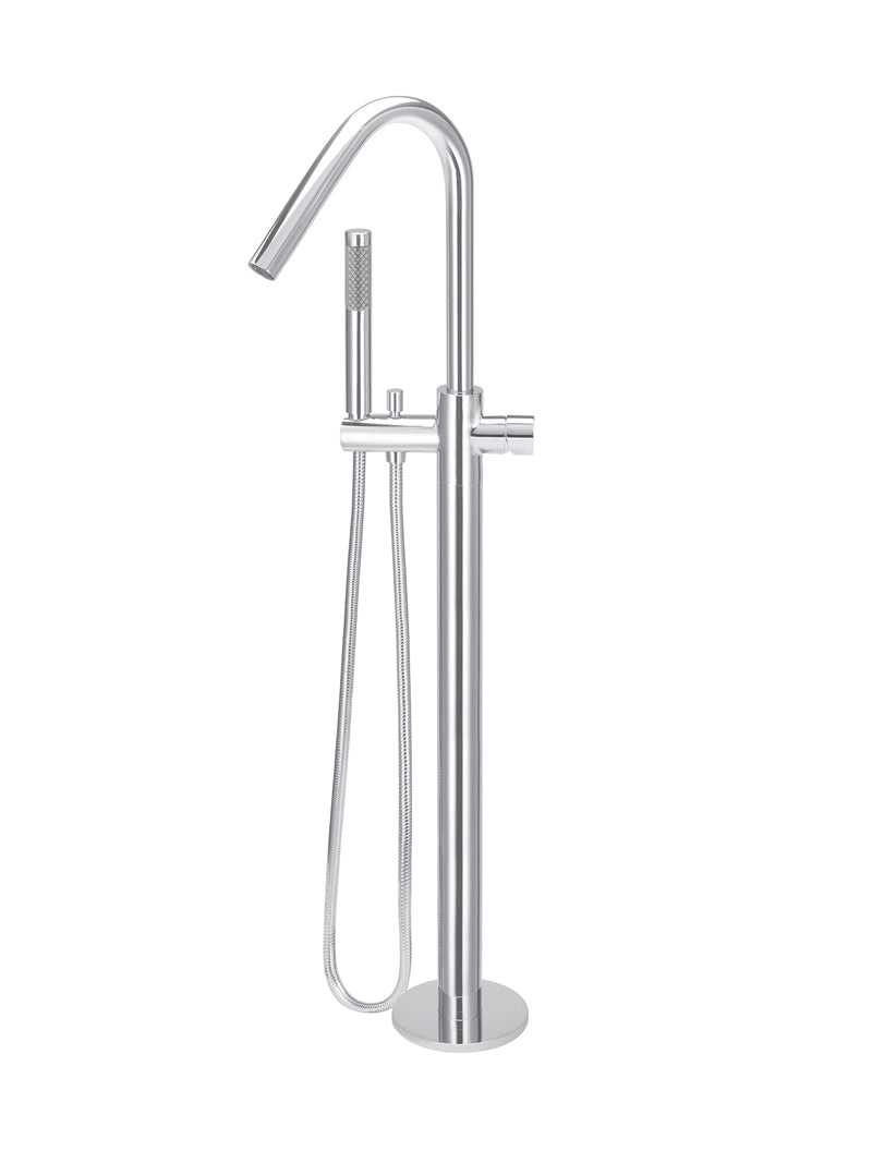 Meir Round Pinless Freestanding Bath Spout and Hand Shower