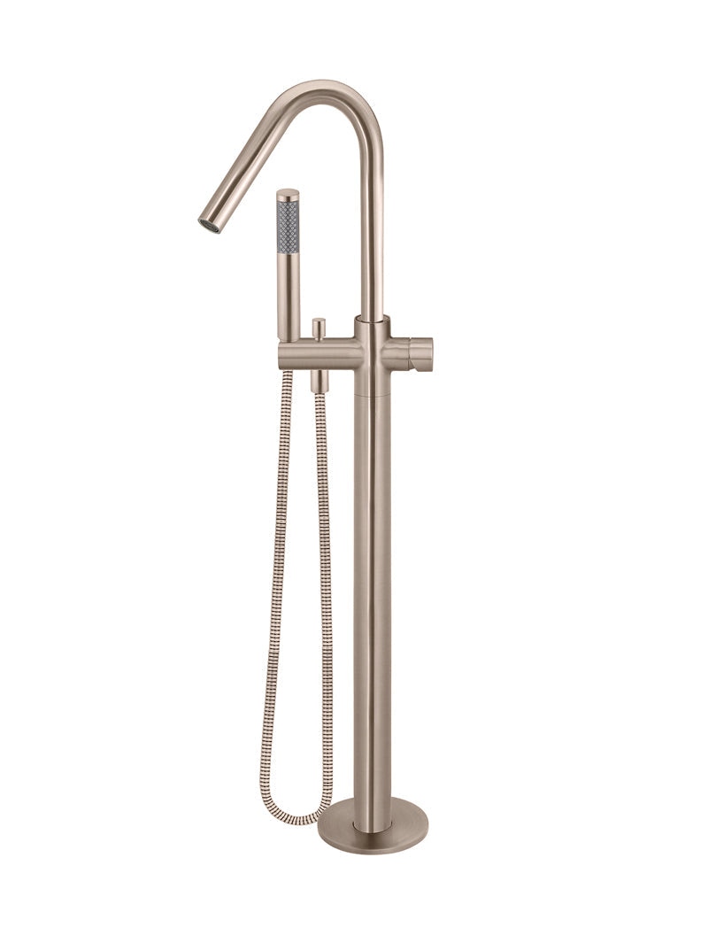Meir Round Pinless Freestanding Bath Spout and Hand Shower