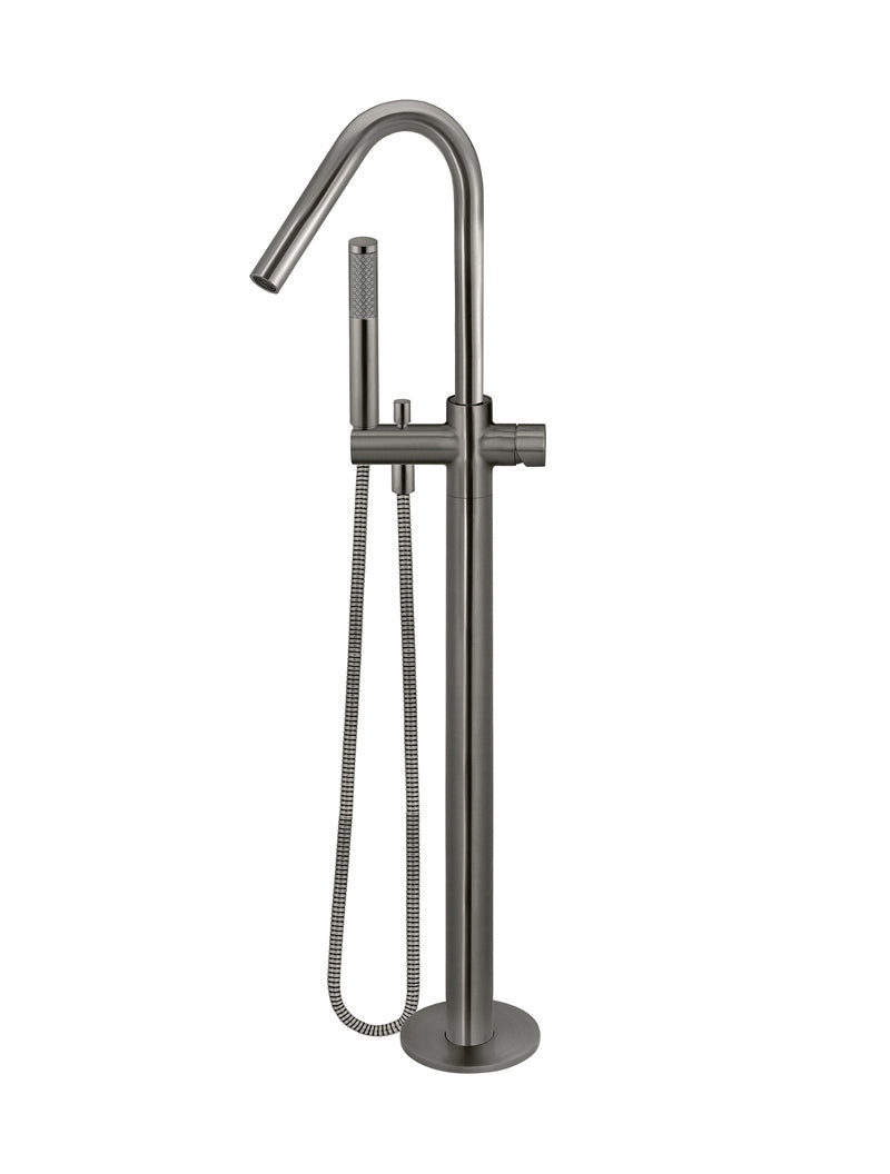 Meir Round Pinless Freestanding Bath Spout and Hand Shower