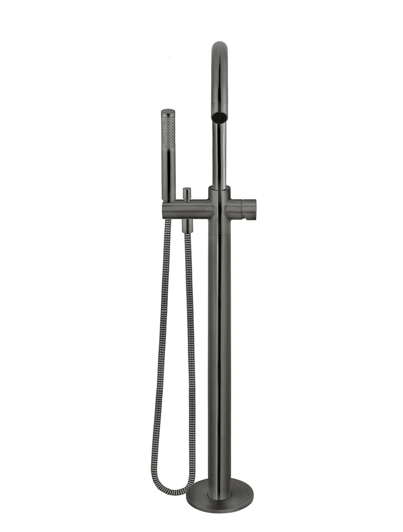 Meir Round Pinless Freestanding Bath Spout and Hand Shower