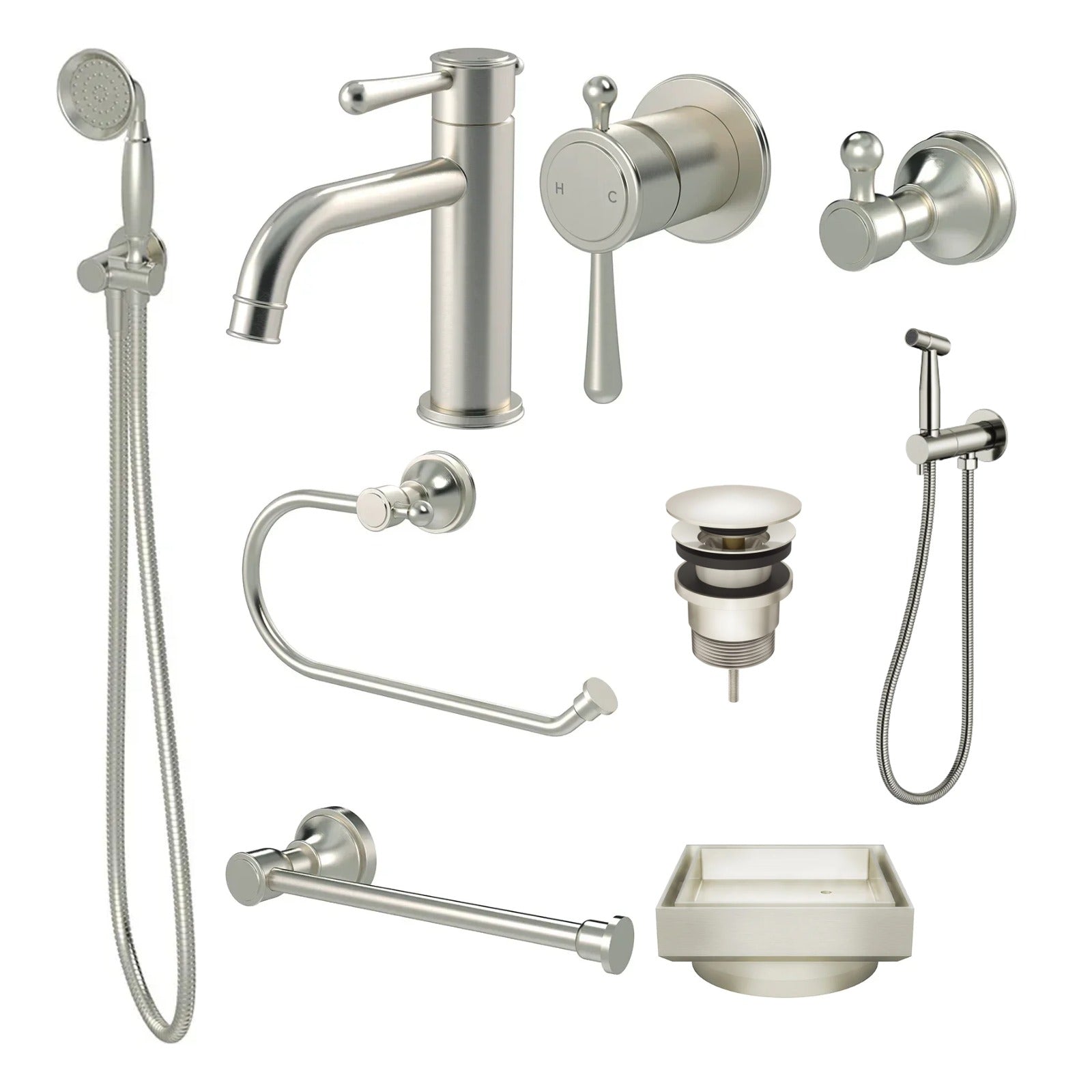 Meir Harrington 10-Piece Bathroom Package - Brushed Nickel