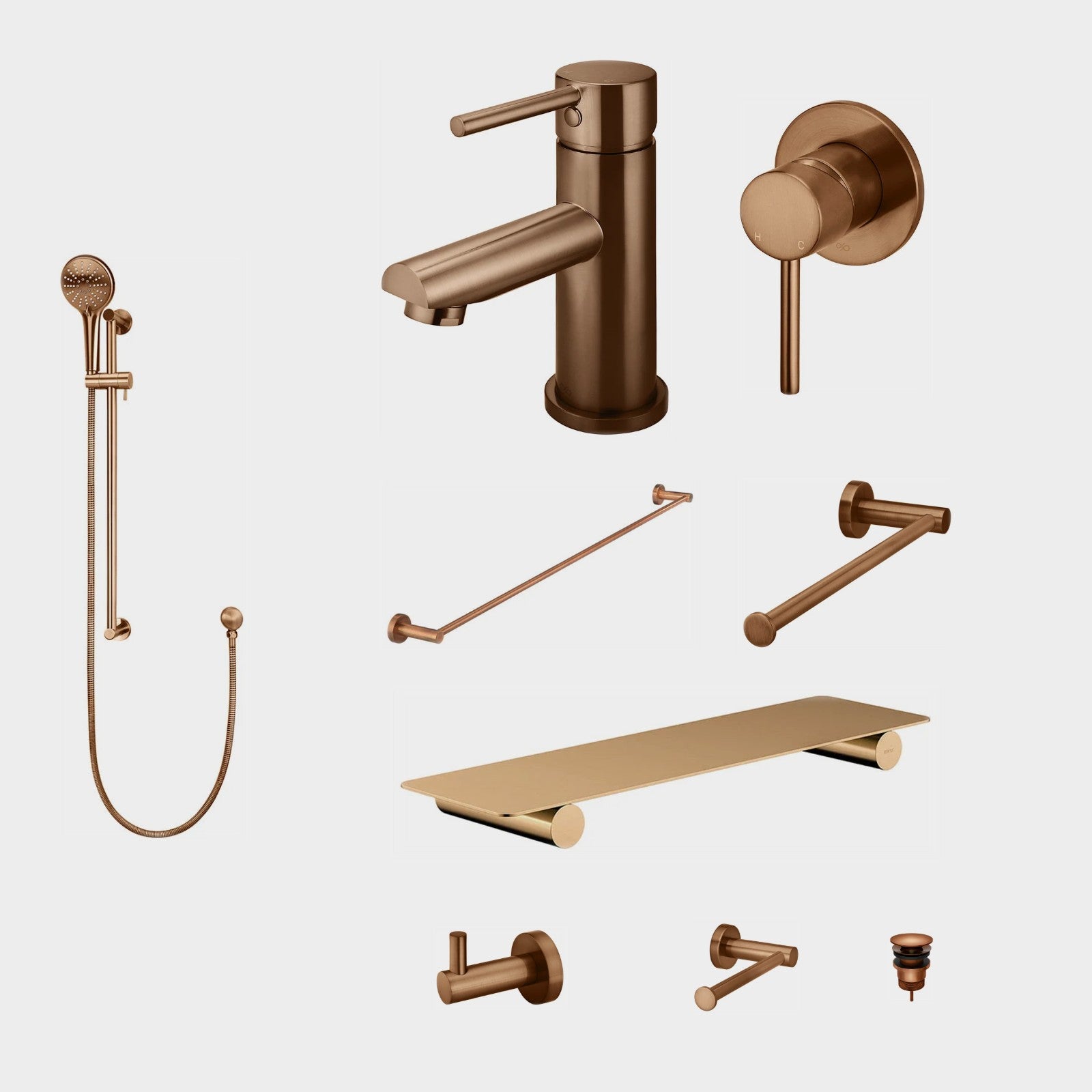 Meir Round 10-Piece Bathroom Package - Lustre Bronze: every piece in the package