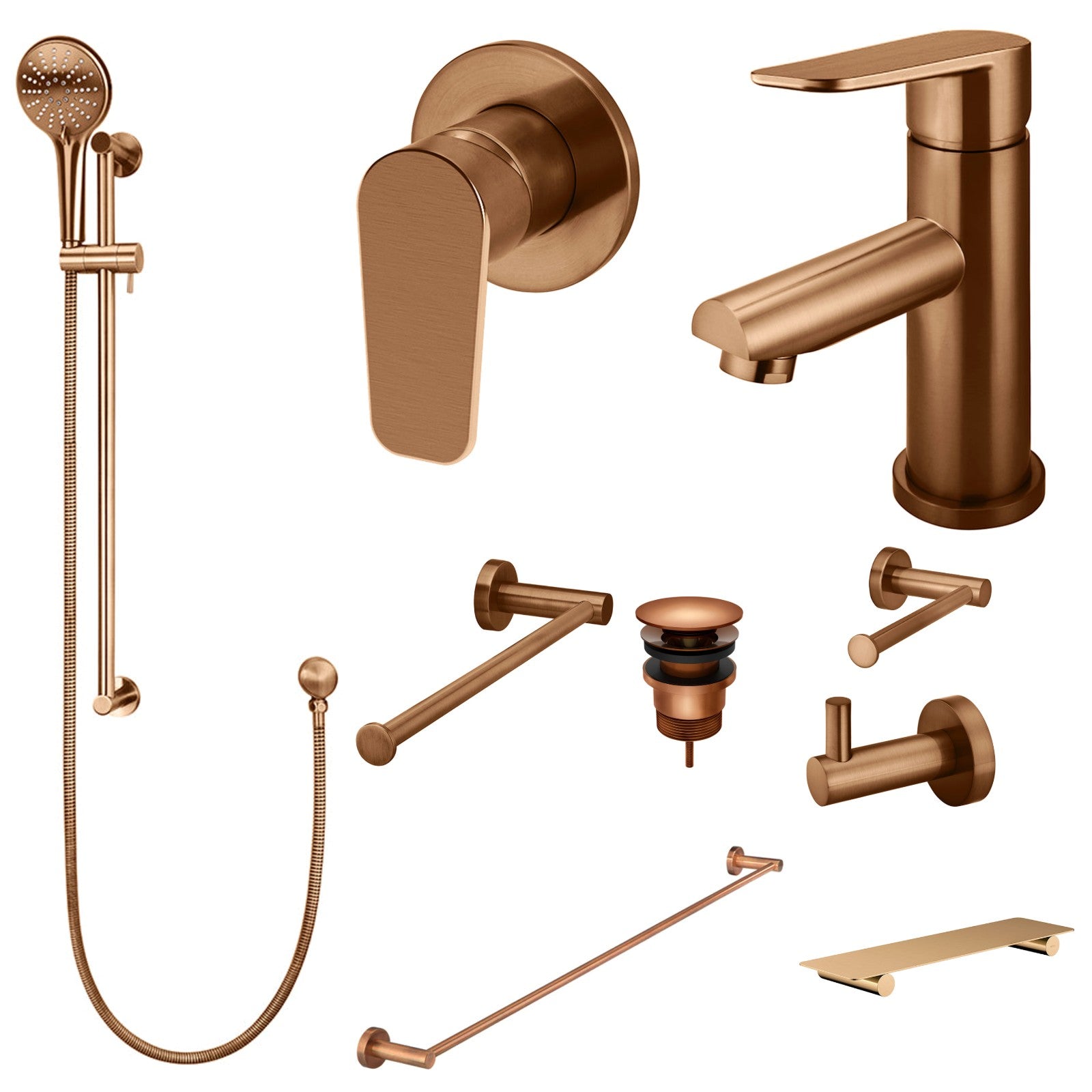 Meir Round Paddle 10-Piece Bathroom Package - Lustre Bronze: every piece in the package