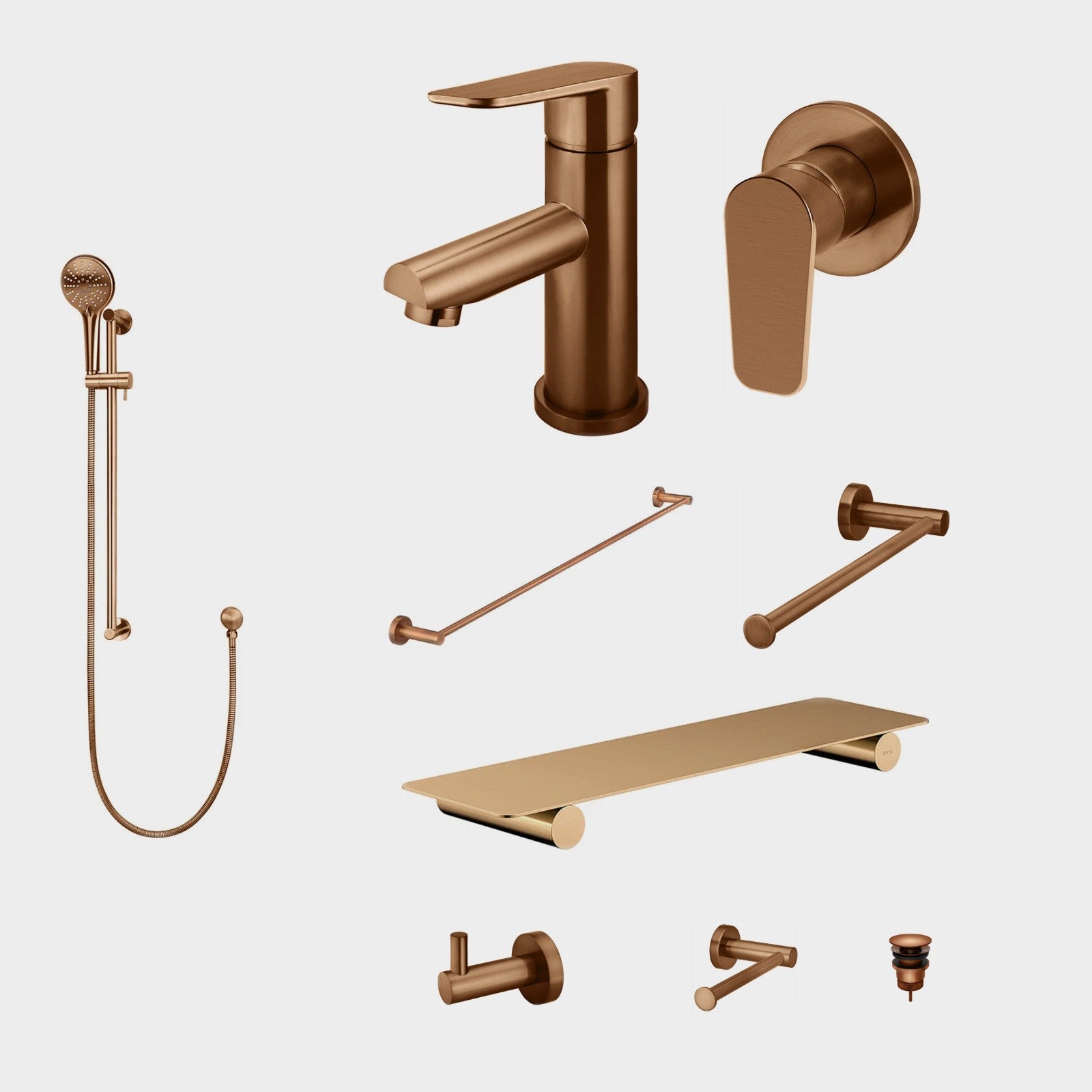 Meir Round Paddle 10-Piece Bathroom Package - Lustre Bronze: every piece in the package