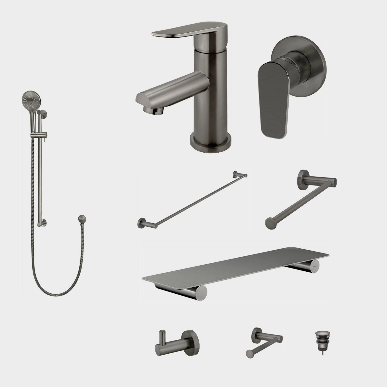 Meir Round Paddle 10-Piece Bathroom Package - Shadow: every piece in the package