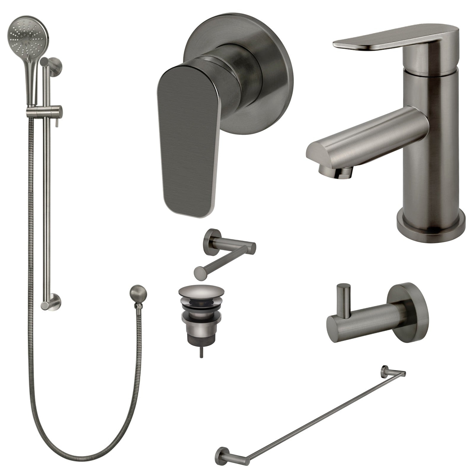 Meir Round Paddle 8-Piece Bathroom Package - Shadow: every piece in the package