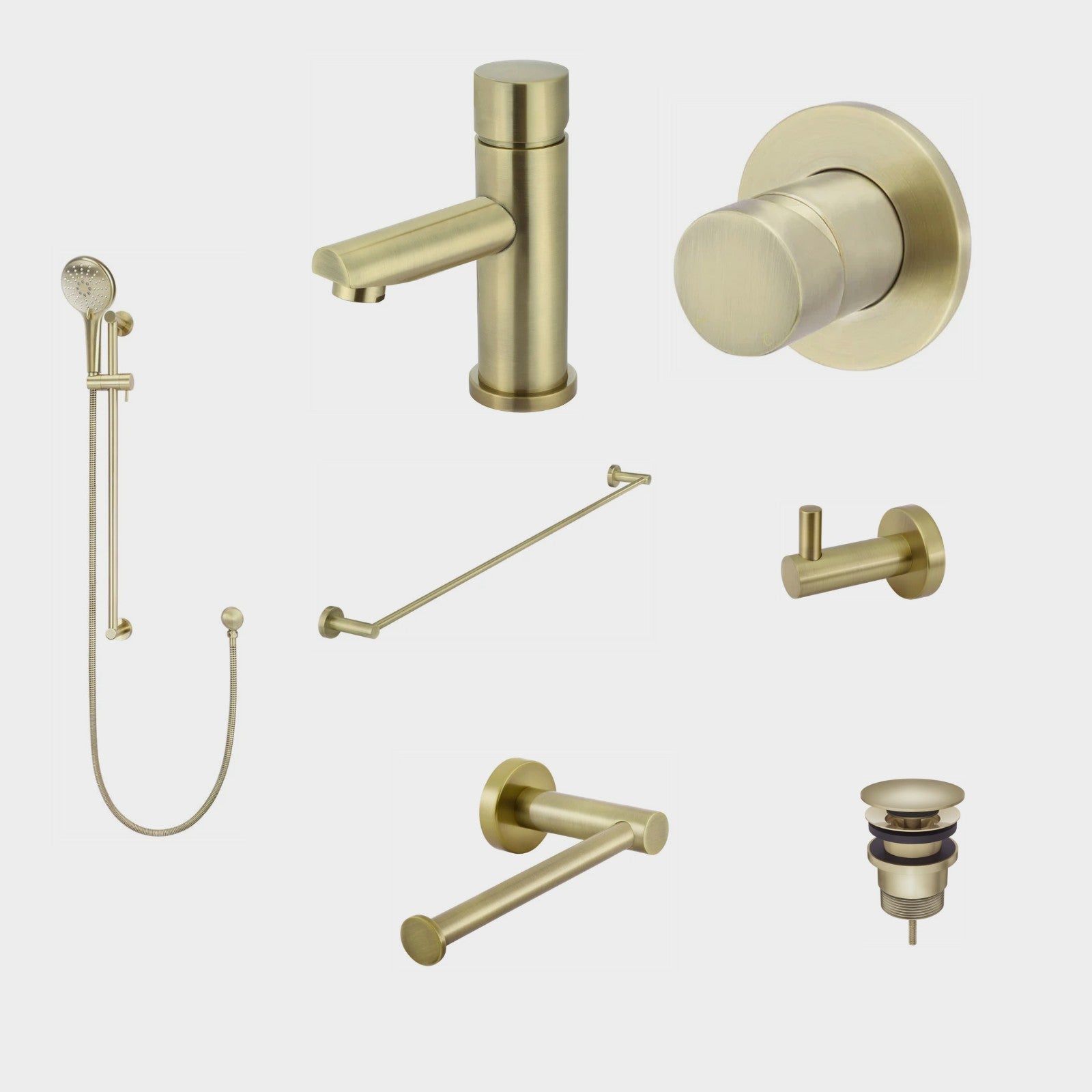 Meir Round Pinless 8-Piece Bathroom Package - Tiger Bronze: every piece in the package