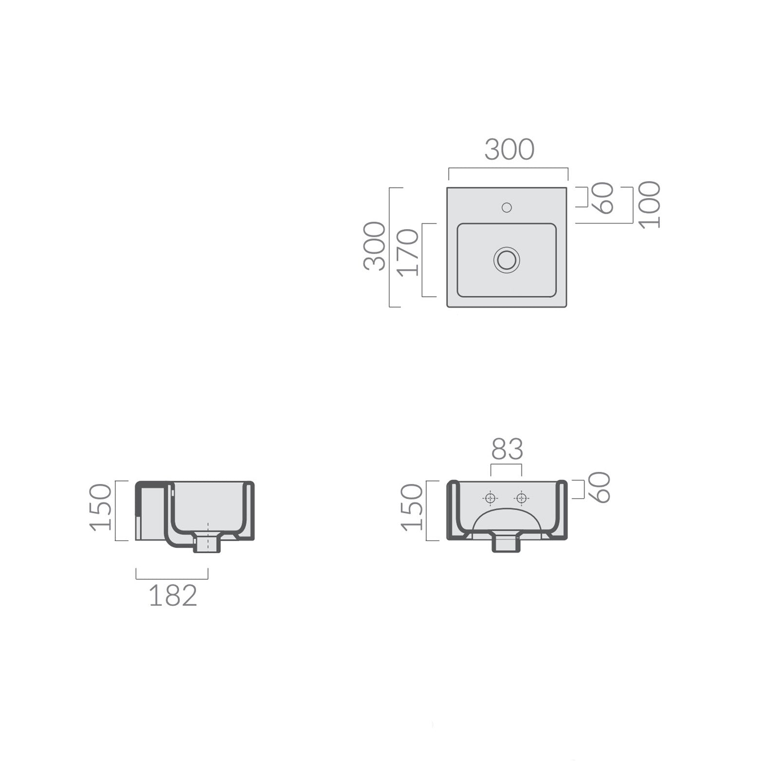 Arcisan Plus Design 300 x 300 Wall Hung Basin