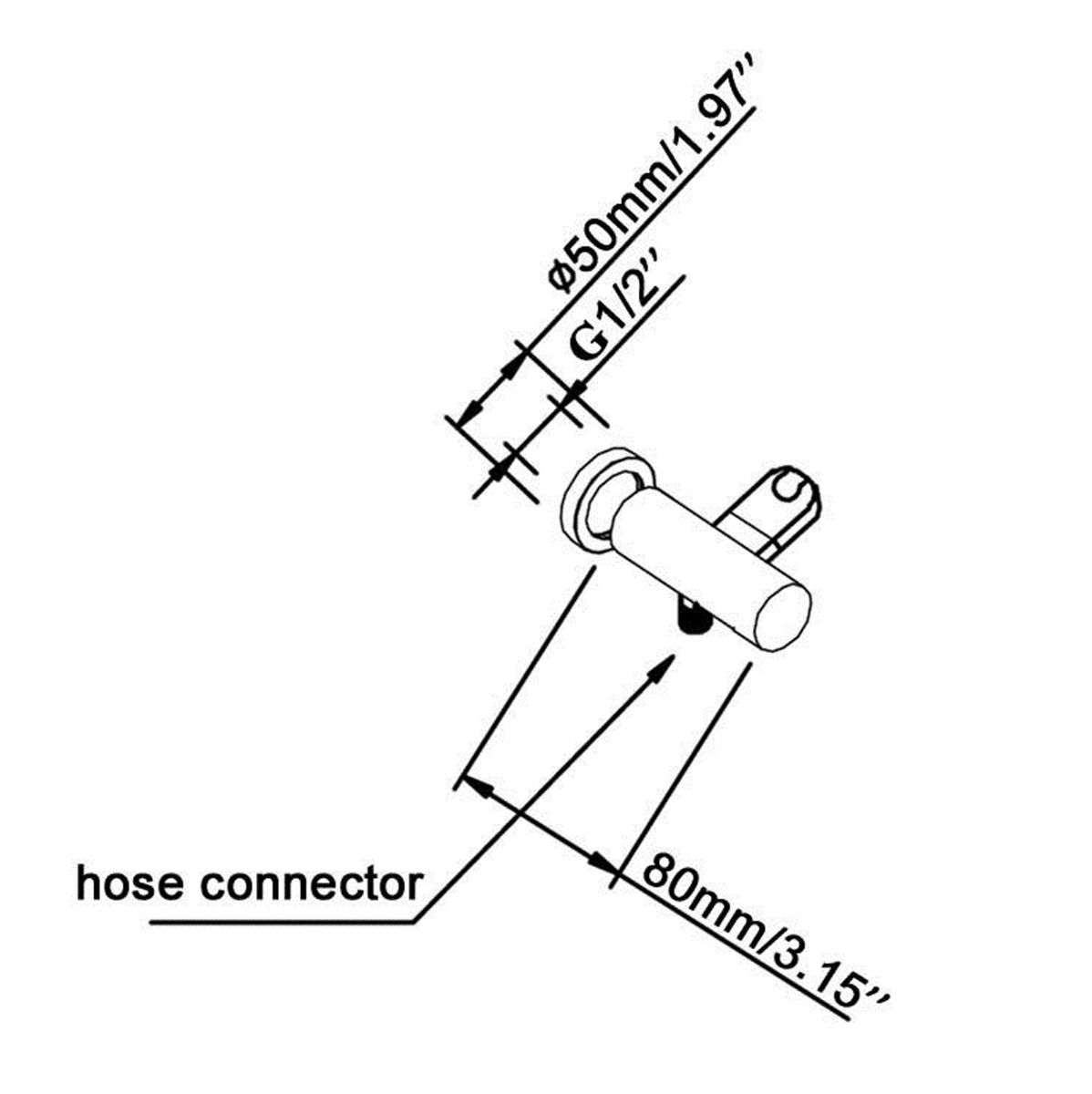 Norico Pentro Matte Black Round Shower Holder Wall Connector & Hose