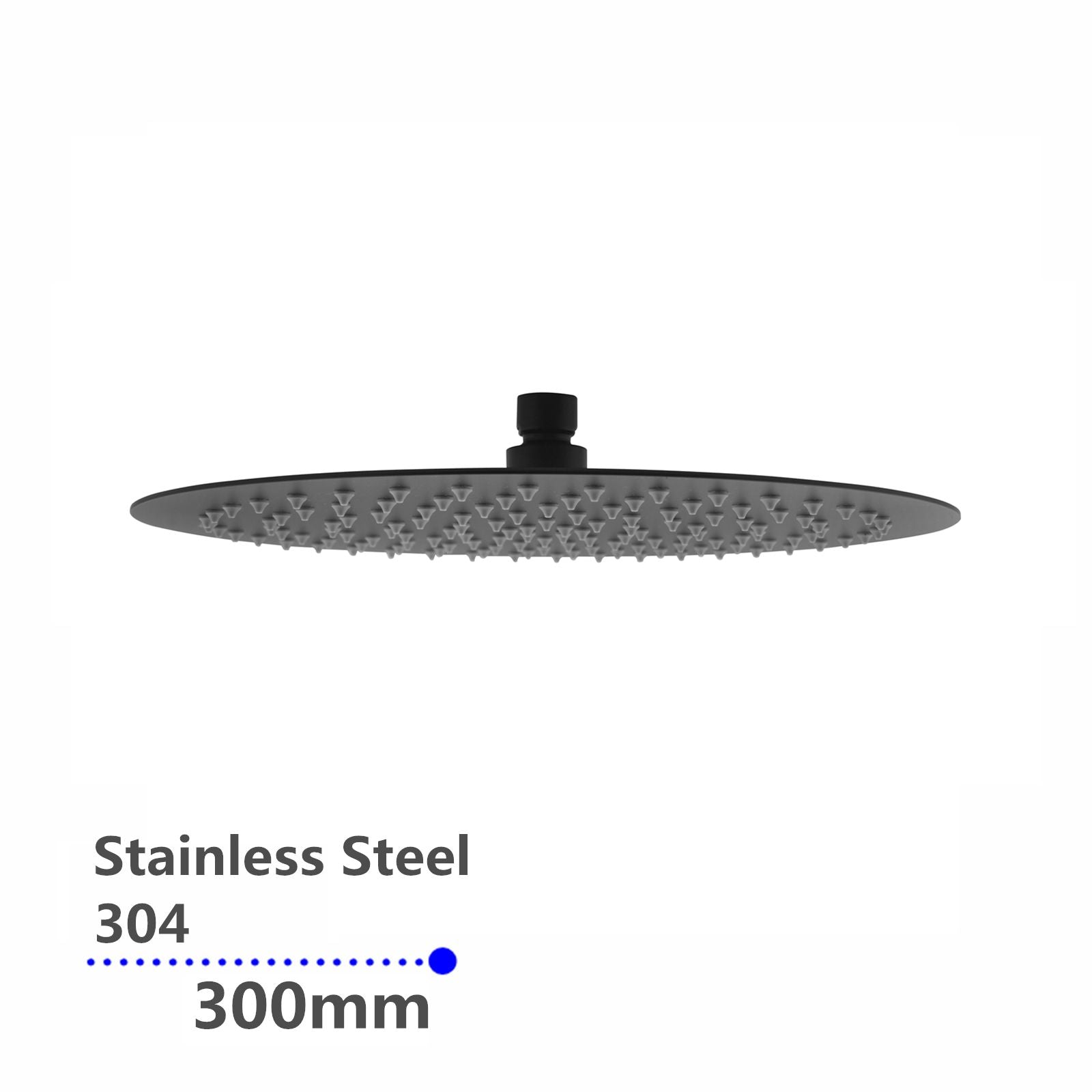 Round Matt Black Rainfall Shower Head 300mm