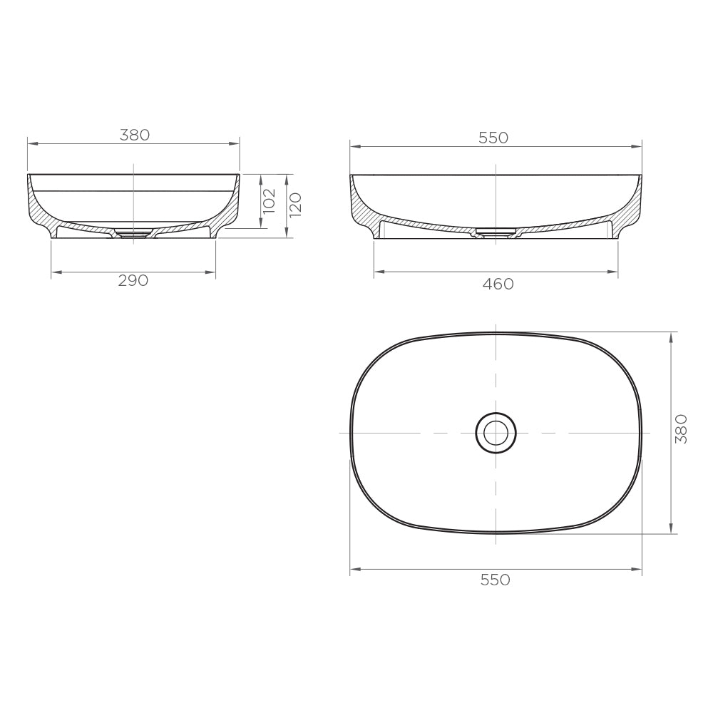 Arcisan Arcistone Synergii Stone 550 x 380 x 120mm Above Counter Basin