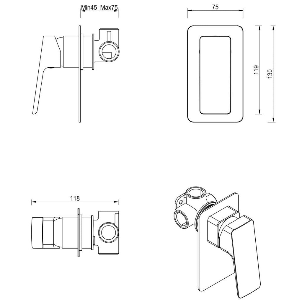 Bella Vista Tiago Shower Mixer - TRIM KIT ONLY