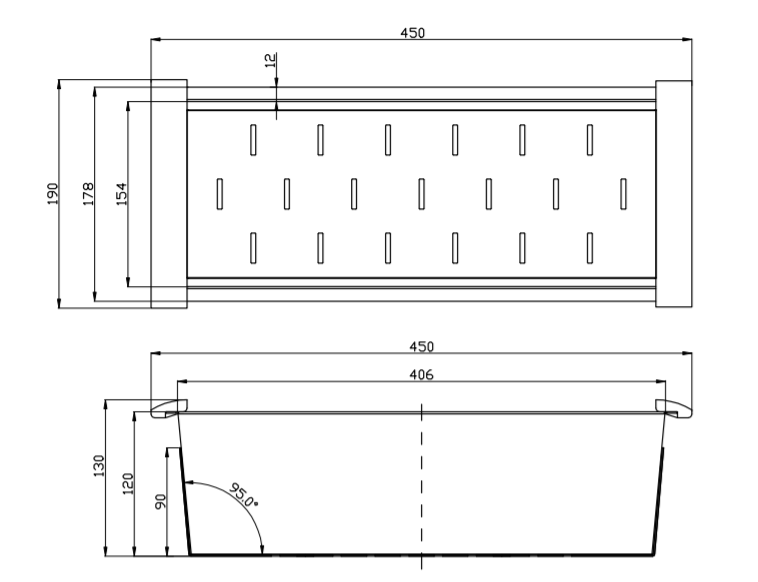 450mm Square Stainless Steel Black Colander for Kitchen Sink