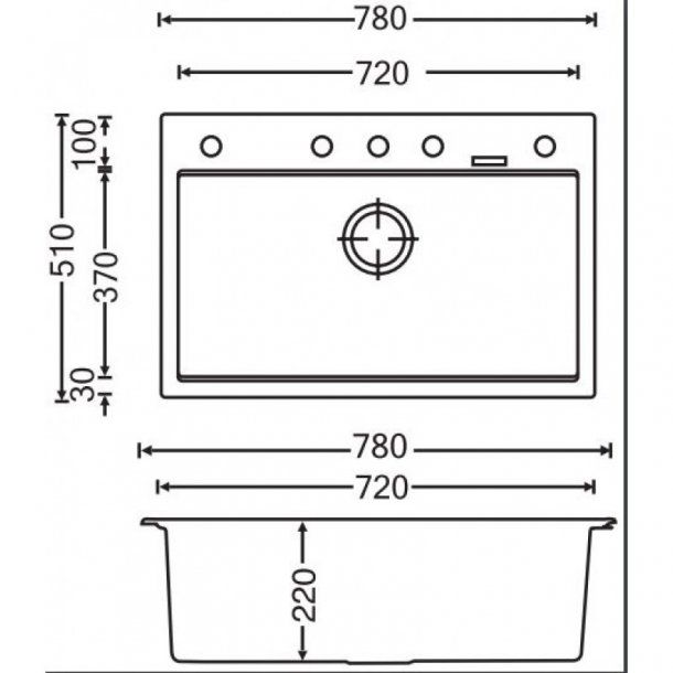Carysil Waltz 780 Granite Stone Kitchen Sink Top/Under Mount | 780 x 510 x 220mm