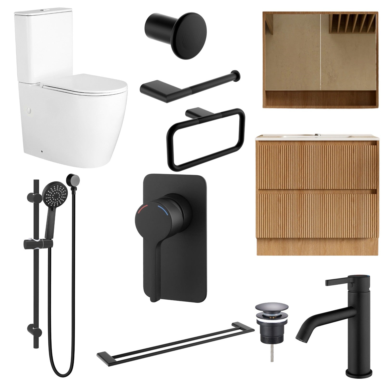 Zenmo KENZO 11-Piece Complete Bathroom Package with Vanity - Matte Black: every piece in the package