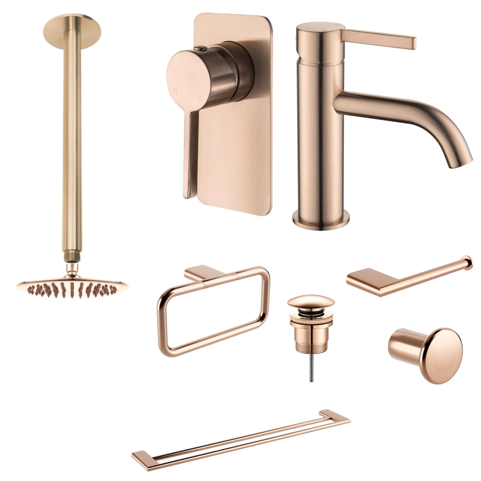 Zenmo KENZO 9-Piece Bathroom Package - Champagne Copper: every piece in the package