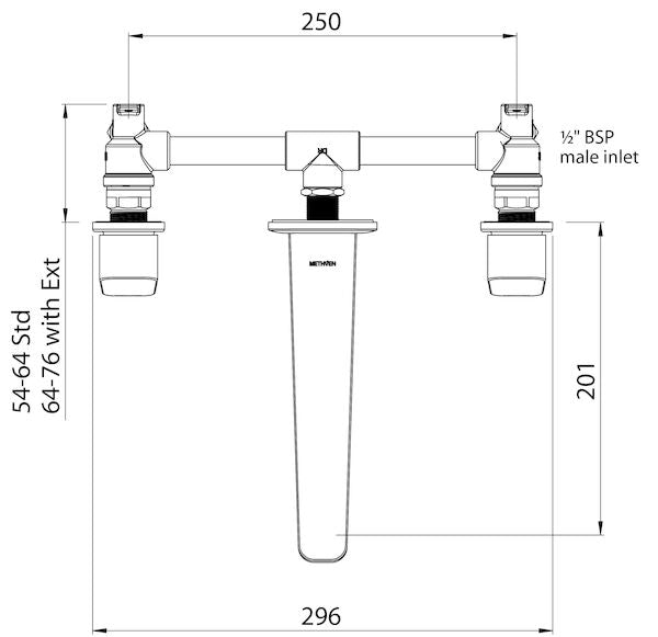Methven Waipori 3 Hole Wall Mounted Bath Set