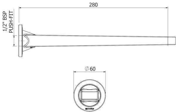Methven SOFT SQUARE BATH SPOUTWALL MOUNT 300MM