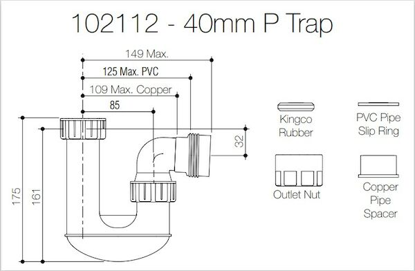 Caroma 40MM P TRAP