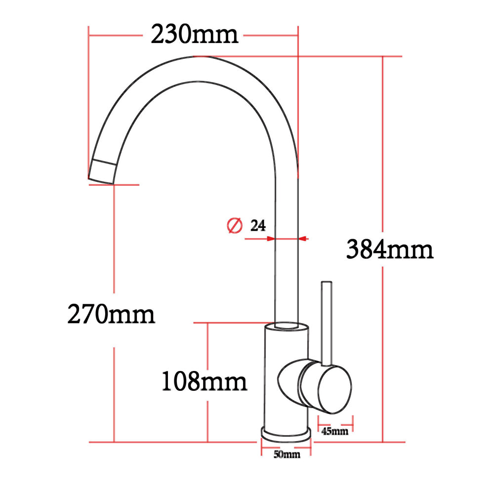 Round Chrome Standard Kitchen Sink Mixer Tap