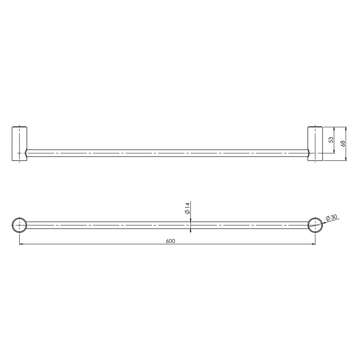 Phoenix Vivid Slimline Single Towel Rail 600mm