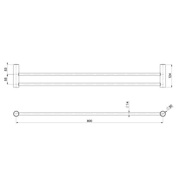 Phoenix Vivid Slimline Double Towel Rail 800mm