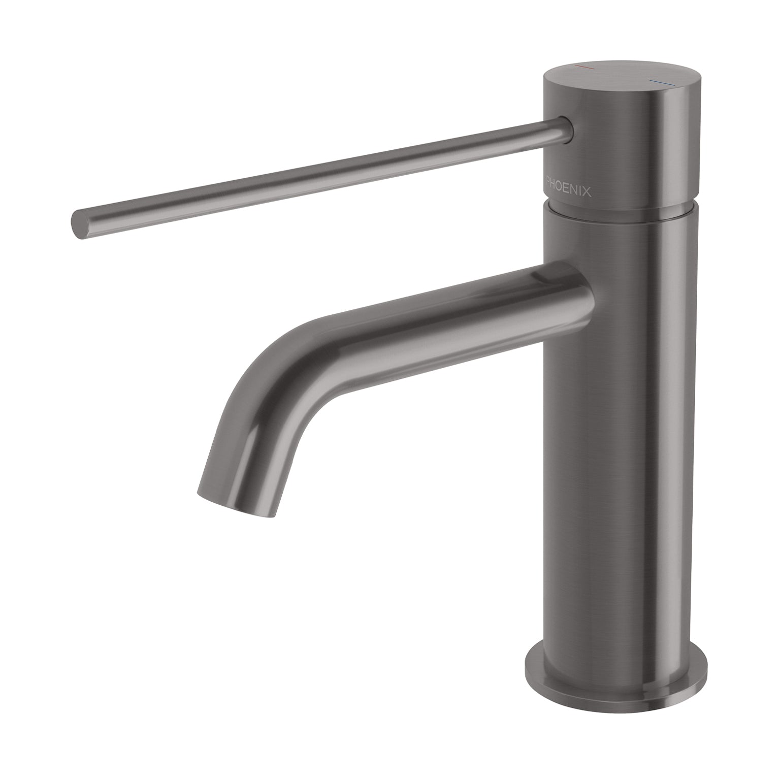 Phoenix Vivid Slimline Basin Mixer Curved Outlet with Extended Lever – Lead Free