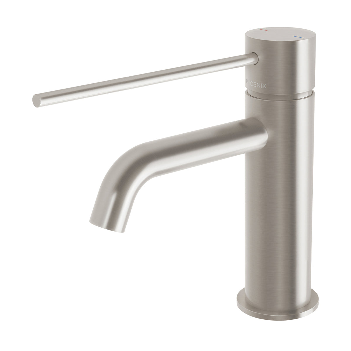 Phoenix Vivid Slimline Basin Mixer Curved Outlet with Extended Lever – Lead Free